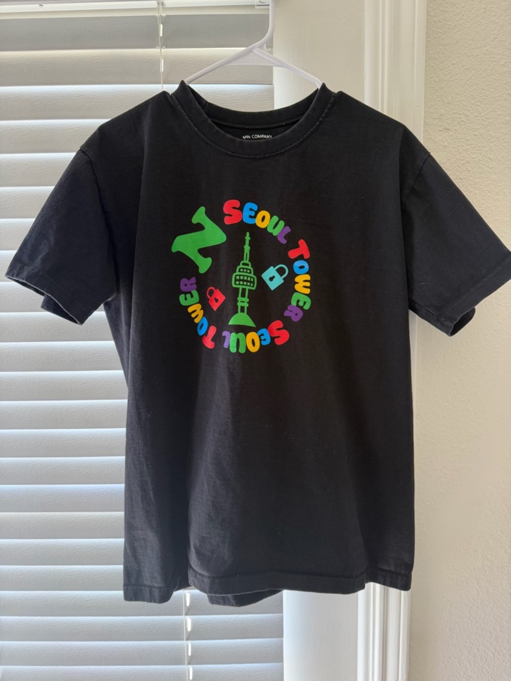 mine Black Tee with Multicolor Seoul Tower Graphic
